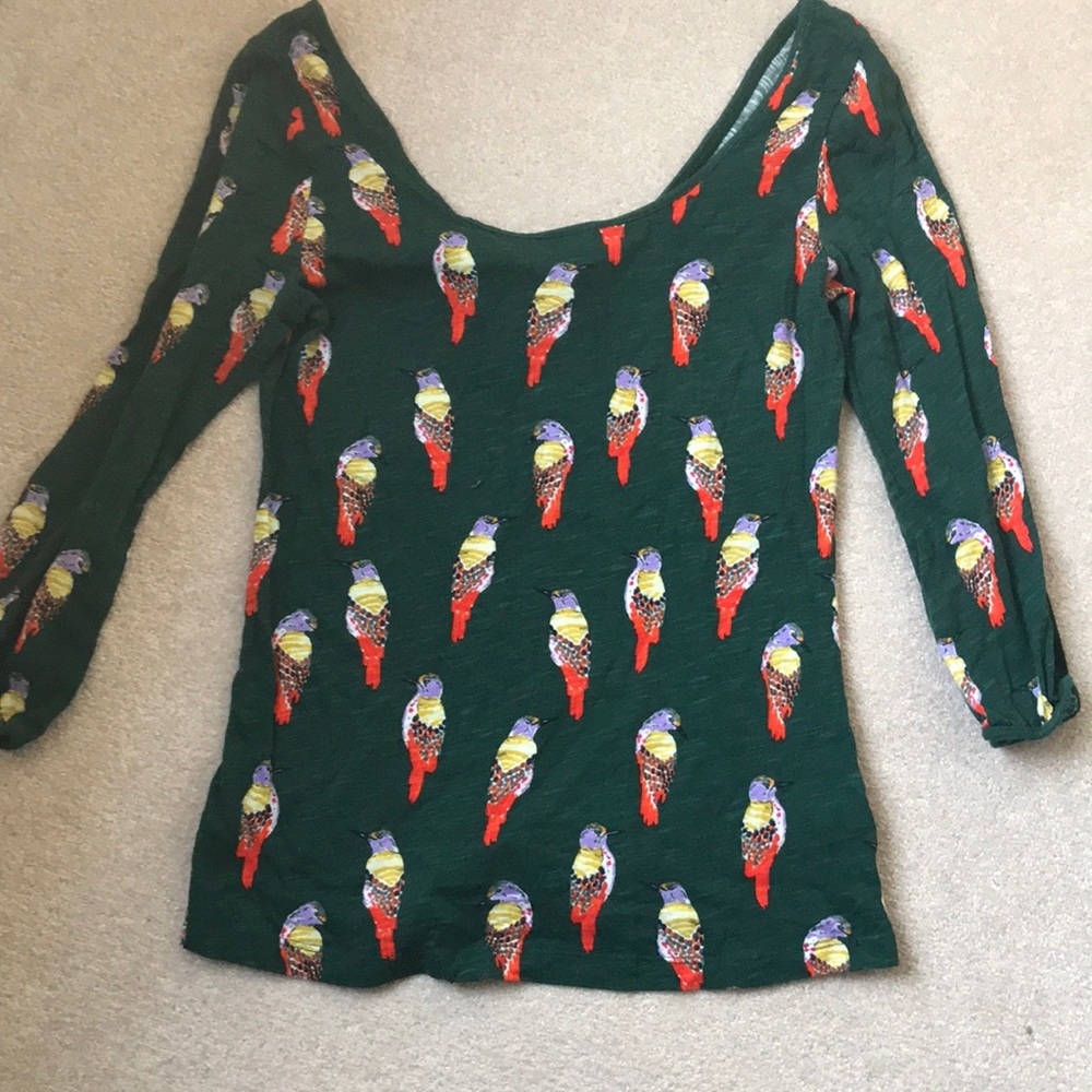 Bird Print Anthropologie Half-sleeve T-shirt
